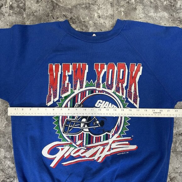 Vintage 90’s New York Giants Crewneck Sweatshirt Size M Harley 1991 NFL Blue - Picture 5 of 6